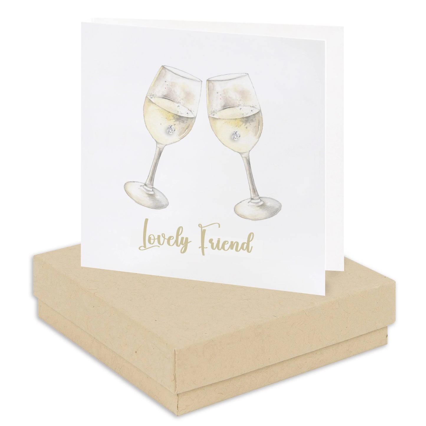 Sterling Silver Stud Earrings with Hand Finished Lovely Friend Wine Card - Unique Gift for Her - Crumble and Core