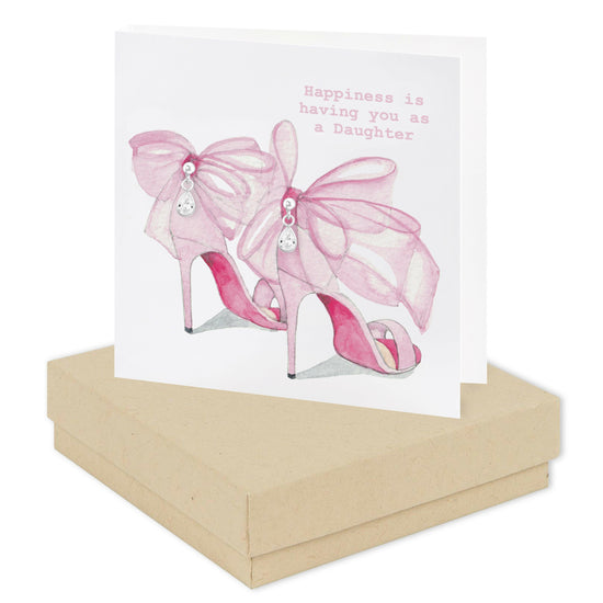 Sterling Silver Pink Bow Shoe Stud Earrings for Daughters - Gift Box Included - Crumble and Core