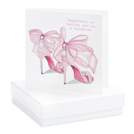 Sterling Silver Pink Bow Shoe Stud Earrings for Daughters - Gift Box Included - Crumble and Core
