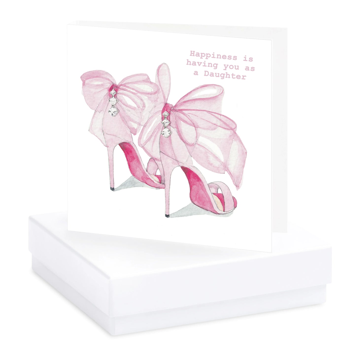 Sterling Silver Pink Bow Shoe Stud Earrings for Daughters - Gift Box Included