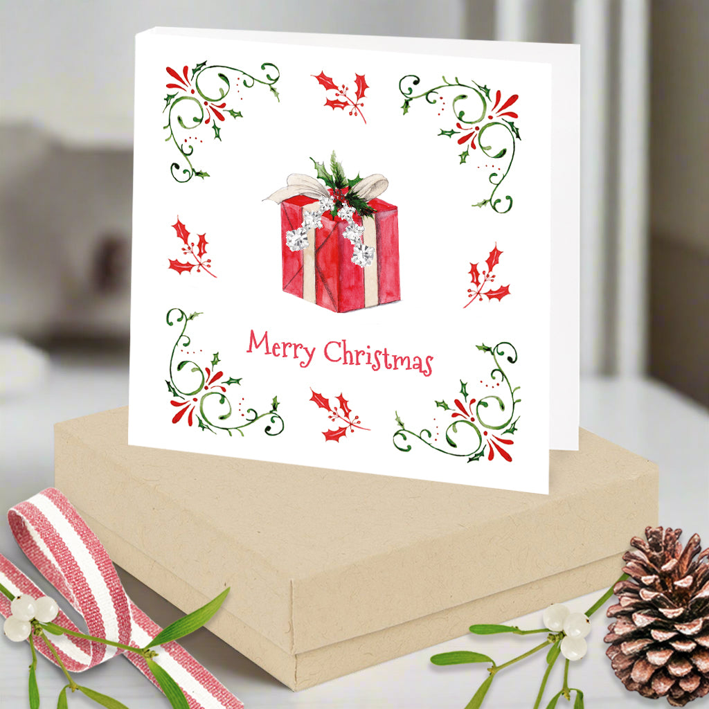 Sterling Silver Earrings –  CZ Studs Gift Boxed Christmas Gift Set