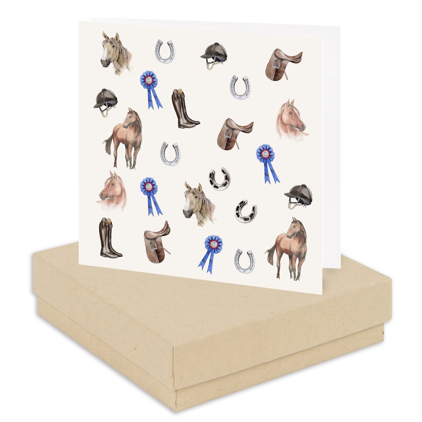 Tarjeta de pendiente de caballo en caja