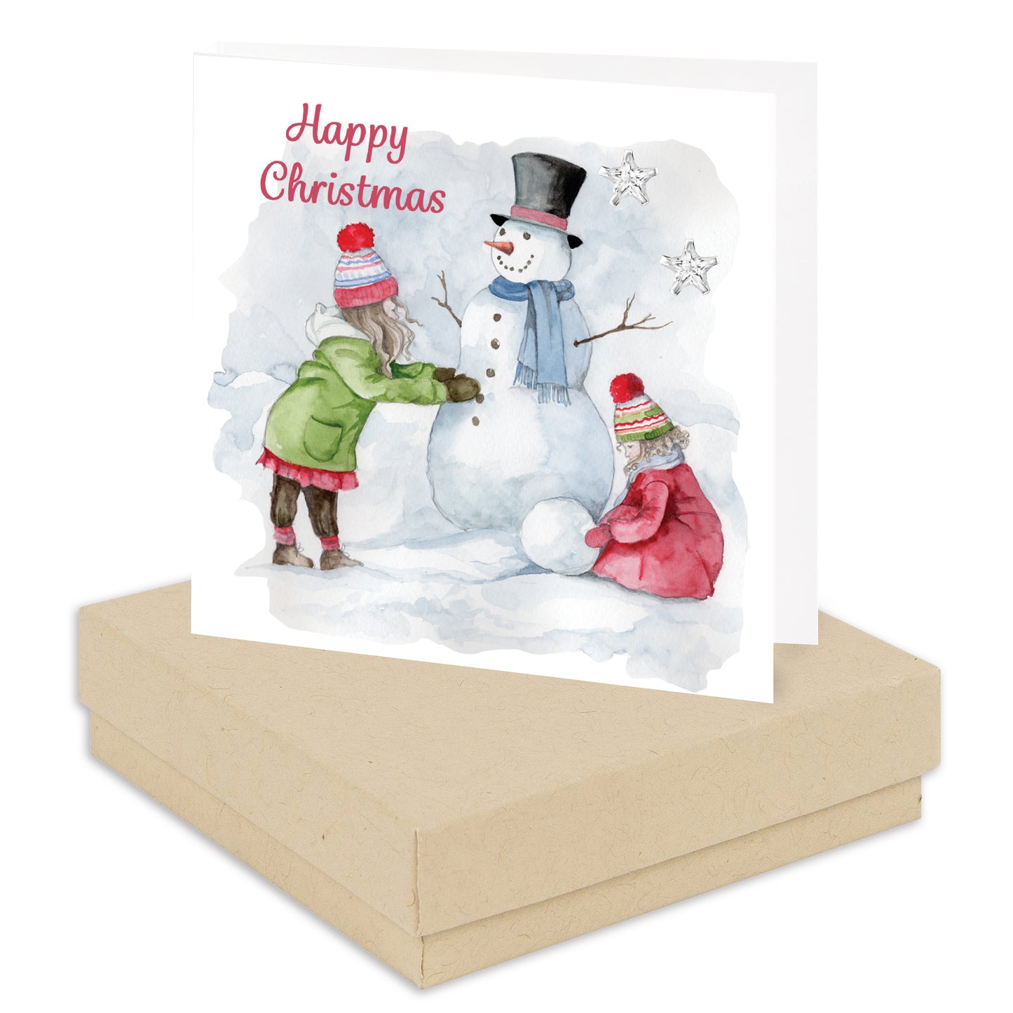 Sterling CZ Silver Studs - Cubic Zirconia Star Stud Earrings – Christmas Gift Boxed Children & Snowman Design