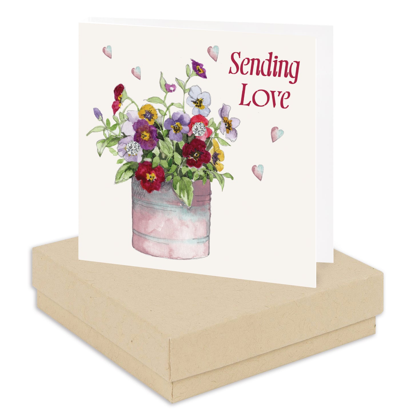 Sterling Silver Studs - Cubic Zirconia Earrings - Delicate Studs and Card with Gift Box