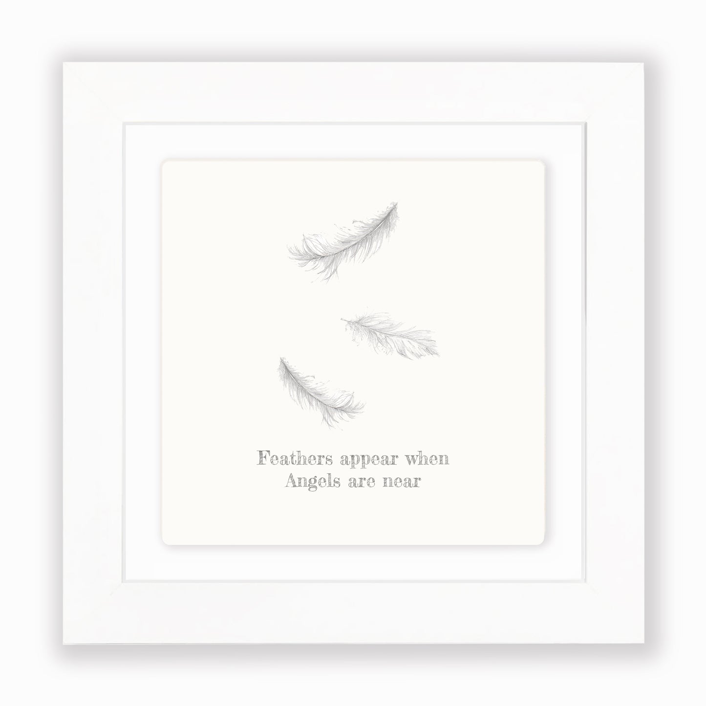 Ceramic Framed Tile – Feathers Appear Print With Wooden Frame | Small Wall Art Remembrance Gift