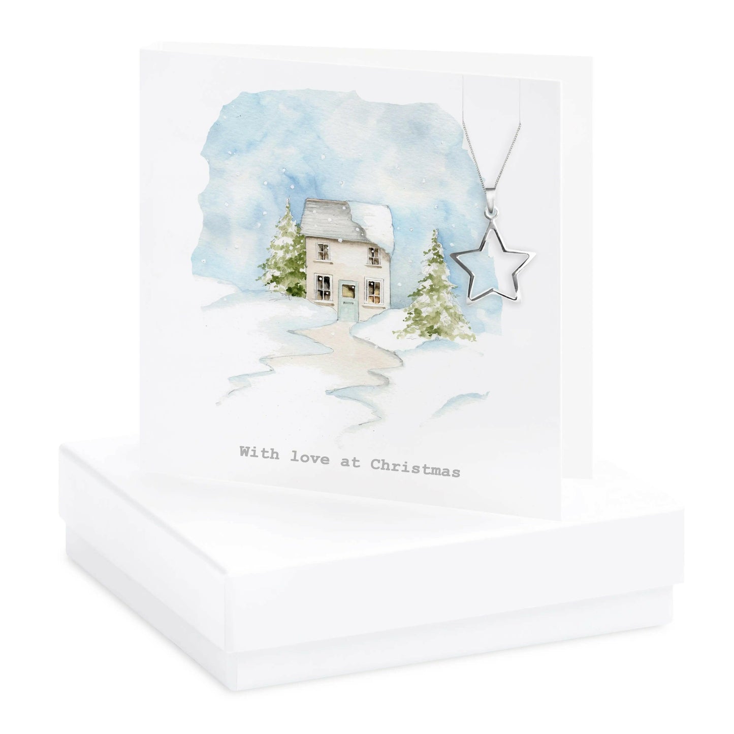Sterling Silver Star Pendant Necklace - Gift Set with Box and Christmas Card included - Crumble and Core