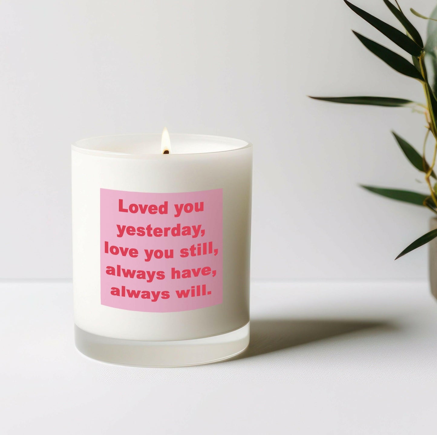 Romantic Loved You Yesterday Candle with Organza Bag - Perfect Gift for Your Loved One - Vegan Candle - Crumble and Core