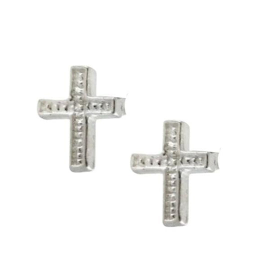 Silver Cross Stud Earrings - Elegant and Versatile Jewellery - Crumble and Core