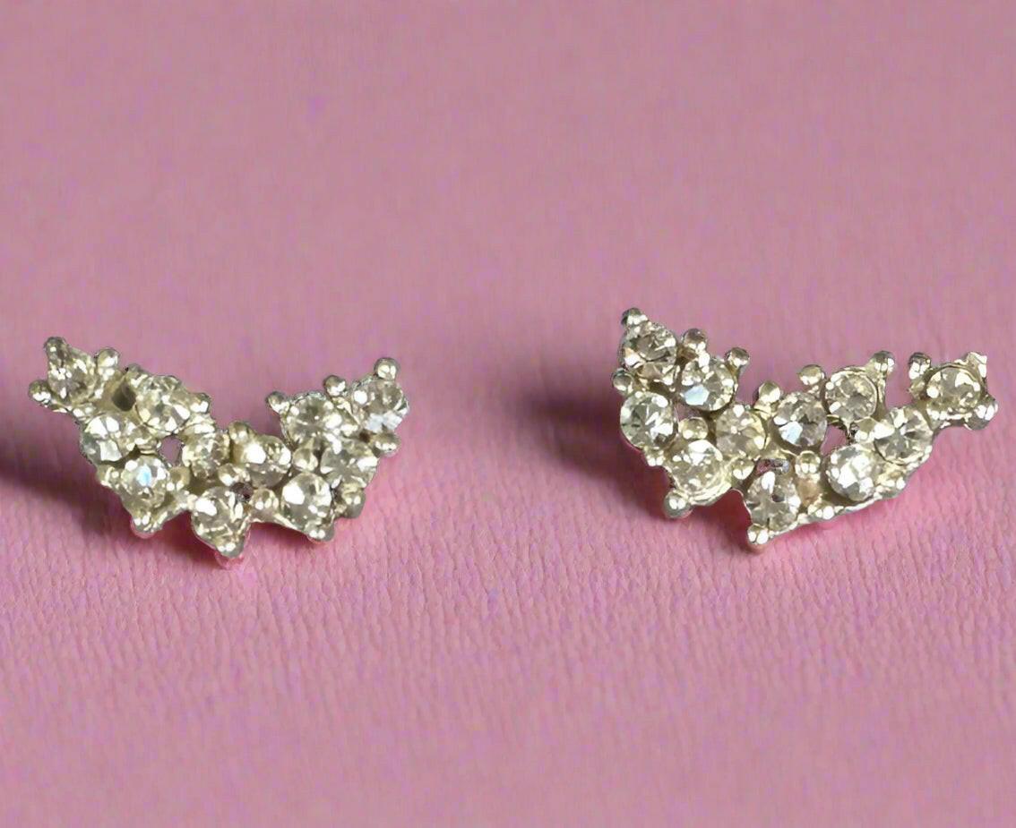 Crystal Explosion Silver Stud Earrings - Stylish Sparkling Jewellery - Crumble and Core