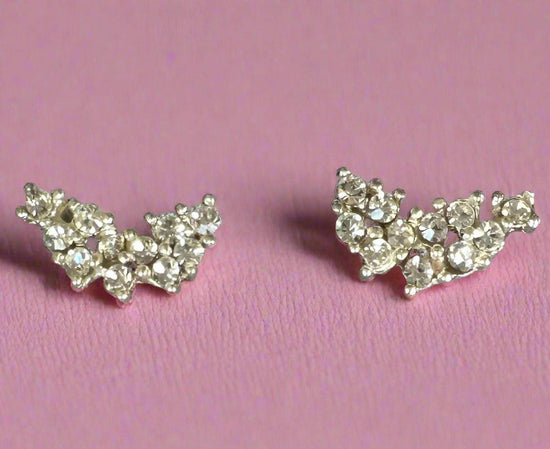 Crystal Explosion Silver Stud Earrings - Stylish Sparkling Jewellery - Crumble and Core