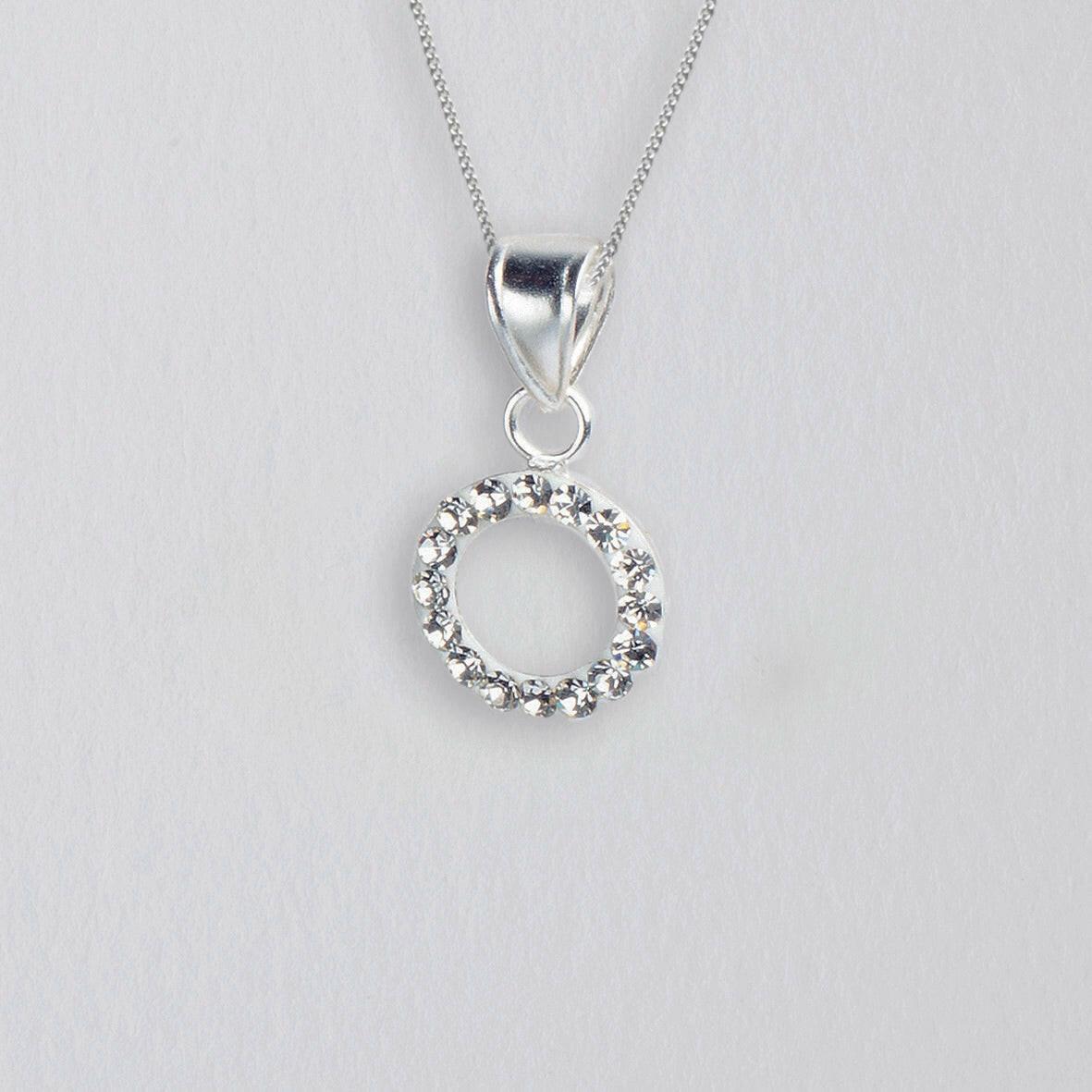 Sterling Silver Jewelled Ring Pendant Necklace