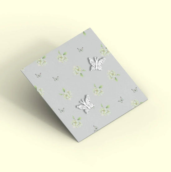 Silver Butterfly Earrings – Hypoallergenic Crystal Studs | 925 Sterling Jewelry Gift