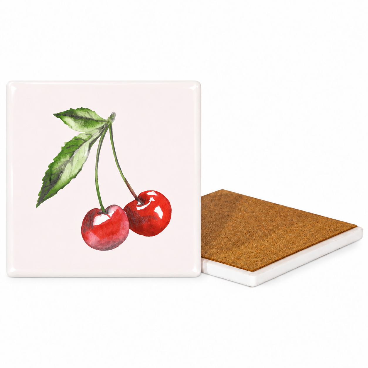 Watercolour Fruit Ceramic Coasters - Ribbon-Tied Set of Four