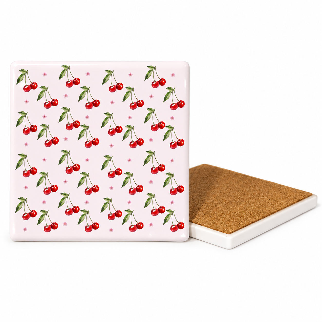 Watercolour Fruit Ceramic Coasters - Ribbon-Tied Set of Four