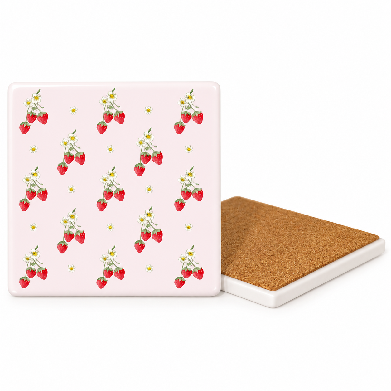 Watercolour Fruit Ceramic Coasters - Ribbon-Tied Set of Four