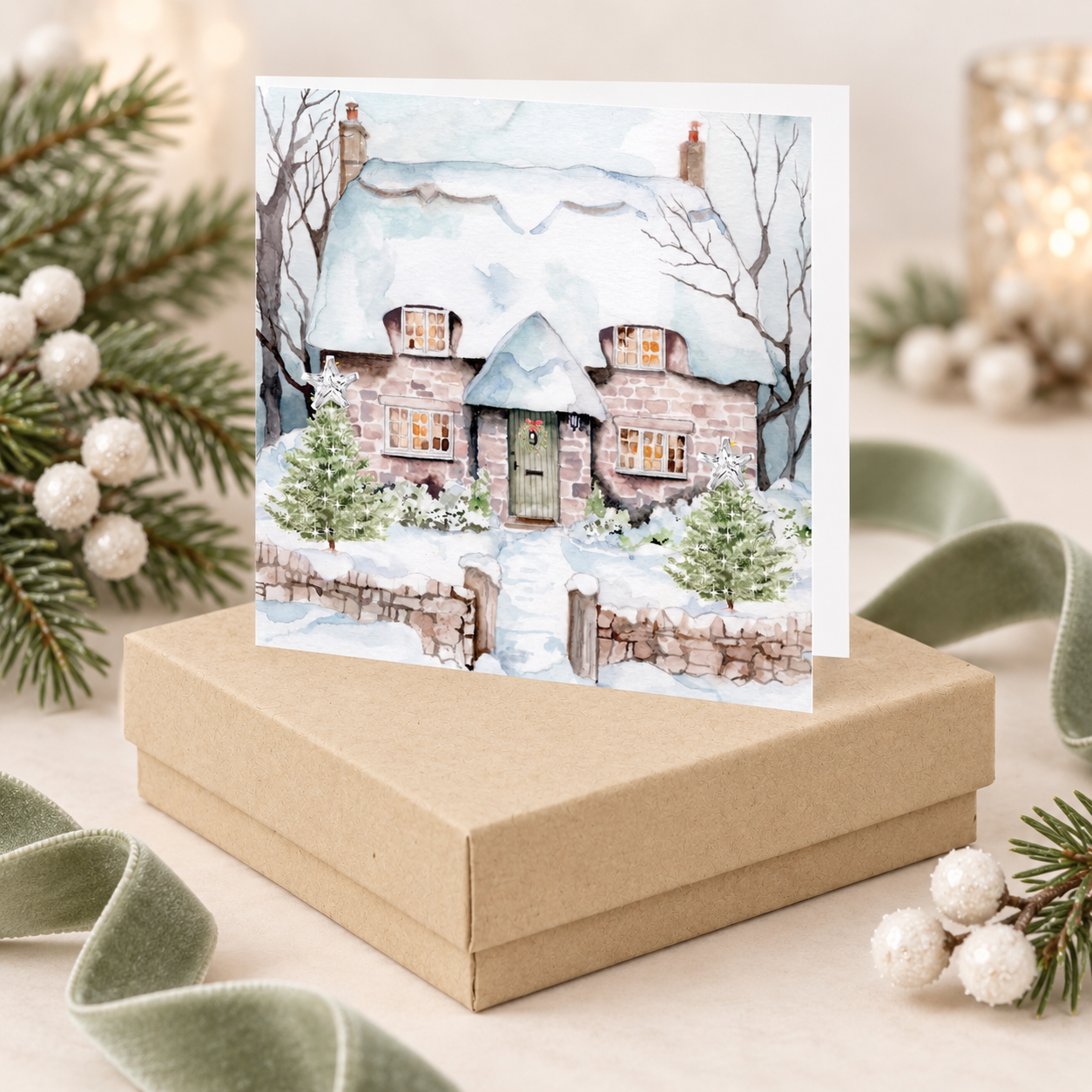 Sterling CZ Silver Studs - Cubic Zirconia Star Stud Earrings – Christmas Gift Boxed Festive Cottage Design