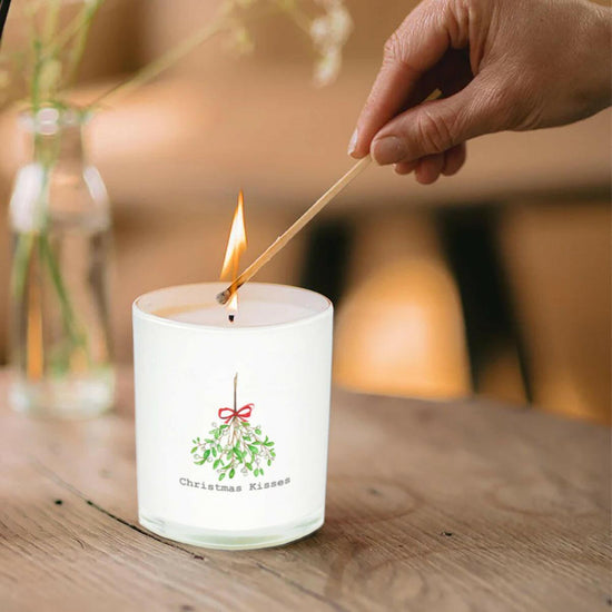 Christmas Kisses Candle and Card - Festive Holiday Gift Set - Crumble and Core