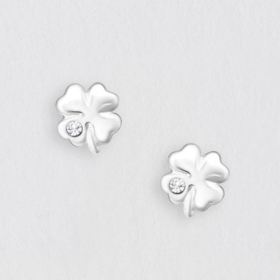 Silver Earring Stud - Clover Studs - Lucky Charm - Good Luck Gift - Crumble and Core