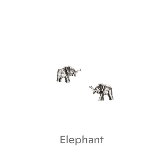 Christmas Elephant Sterling Silver Stud Earrings on Boxed Card - Festive Holiday Gift - Crumble and Core