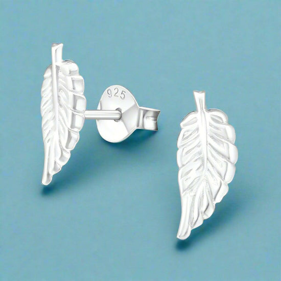 Feather Silver Stud Earrings - Elegant Silver Stud Earrings - Crumble and Core