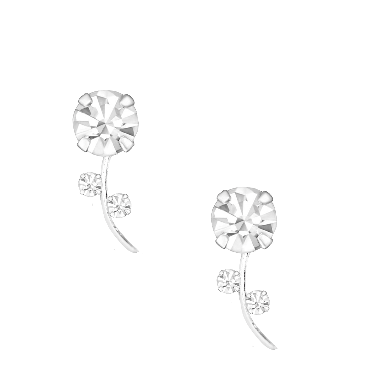 Silver Cubic Zirconia Rose Stud Earrings - Floral Elegant Jewellery for Any Occasion - Crumble and Core