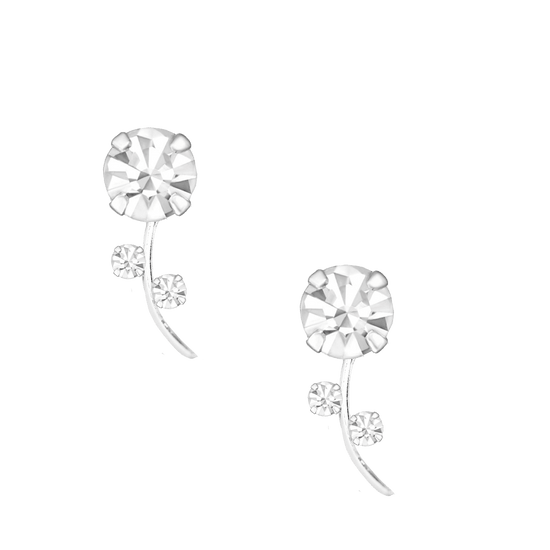 Silver Cubic Zirconia Rose Stud Earrings - Floral Elegant Jewellery for Any Occasion - Crumble and Core
