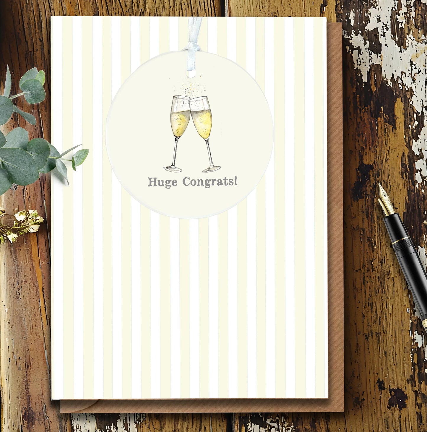 Hanging Decoration  - Congratulations Card with Ceramic Keepsake - Bubbles Congrats