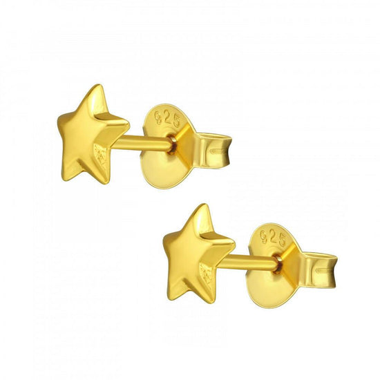 24K Gold Plated Star Studs - Sterling Silver Dainty Celestial Earrings - Crumble and Core