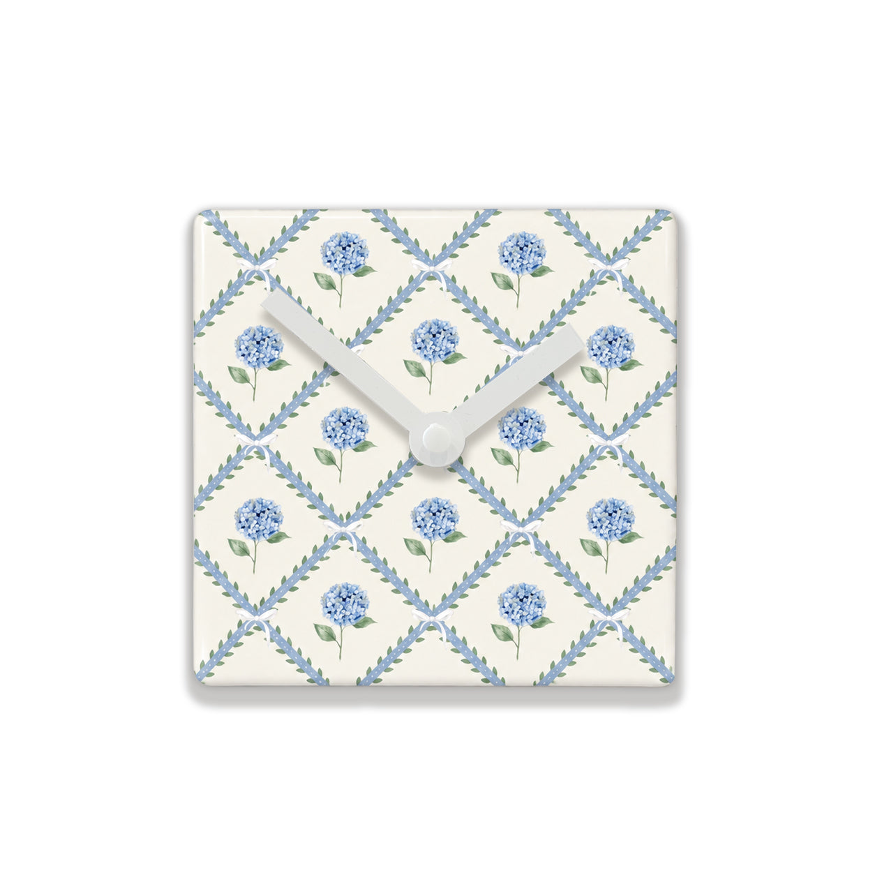 Blue Hydrangea Ceramic Clock - Battery Operated Wall Clock