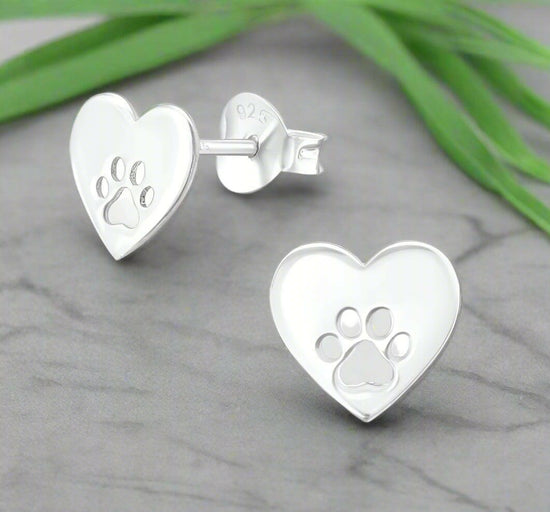 Dog Paw Silver Stud Earrings - Elegant Dog Lover Gift - Crumble and Core