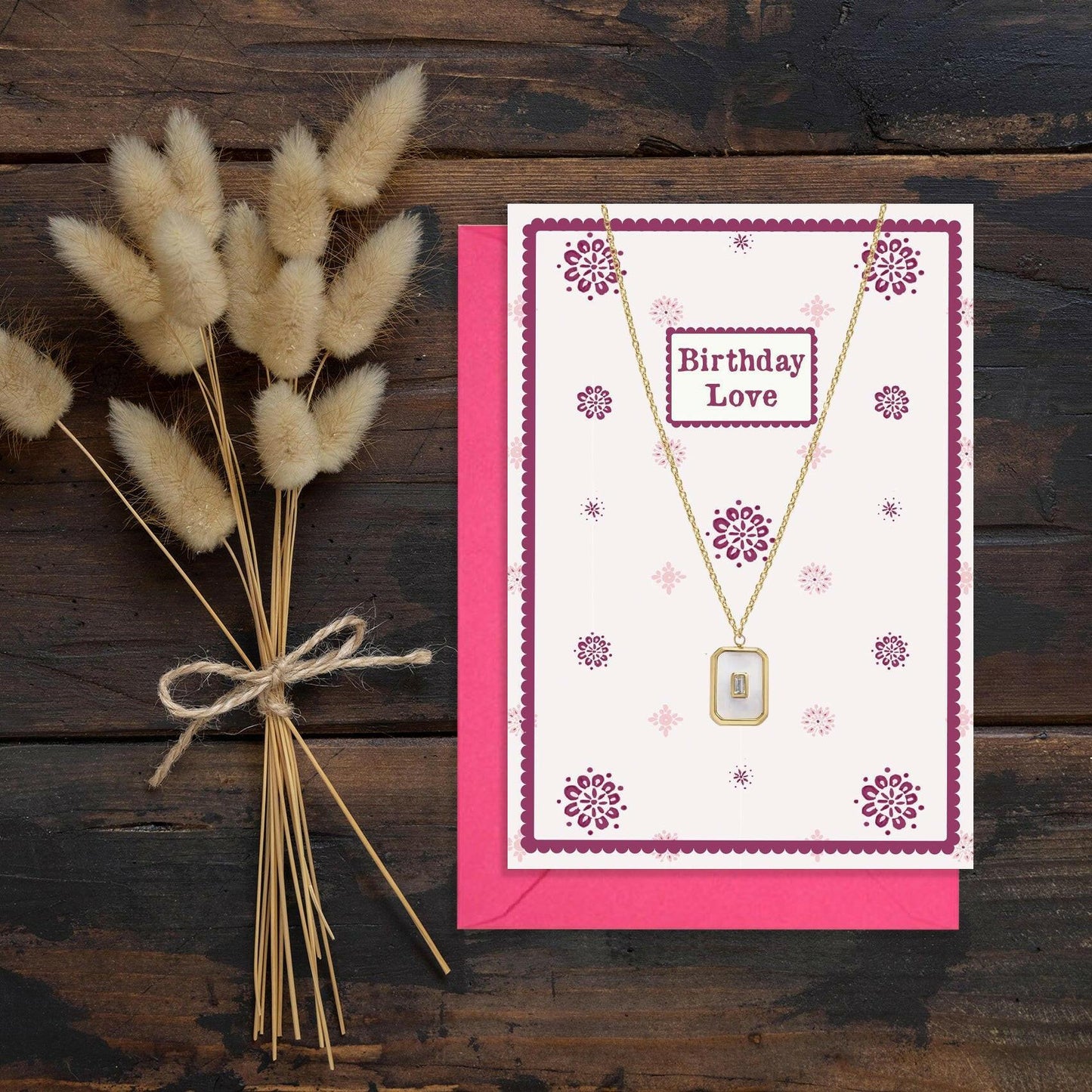 Gold Pearlescent Pendant Necklace and Birthday Love Card Gift Set - Crumble and Core