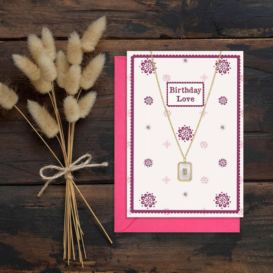 Gold Pearlescent Pendant Necklace and Birthday Love Card Gift Set - Crumble and Core