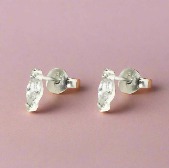 Crystal Silver Stud Earrings - Elegant Jewellery for Any Occasion - Crumble and Core
