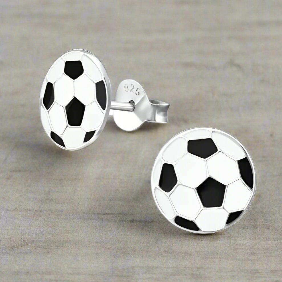 Football Silver Stud Earrings - Stylish Jewellery for Football Fans - Crumble and Core