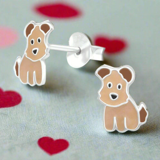 Silver Dog Stud Earrings - Cute and Stylish Jewellery for Dog Lovers - Crumble and Core