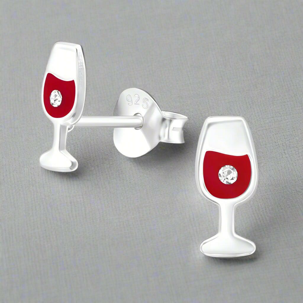 Wine Glass Ear Stud - Elegant Dainty Earrings - Crumble and Core
