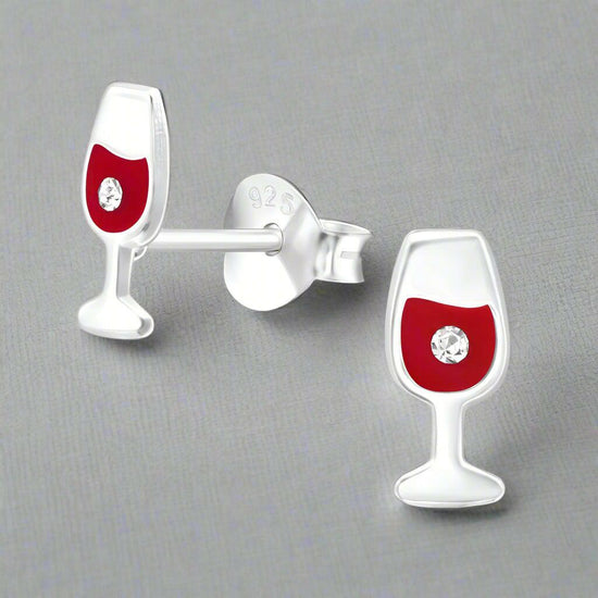 Wine Glass Ear Stud - Elegant Dainty Earrings - Crumble and Core