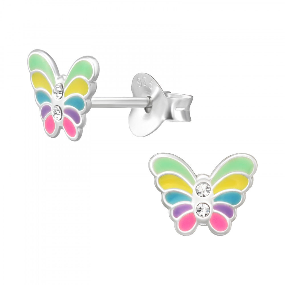 Pendiente de plata con cristal de mariposa