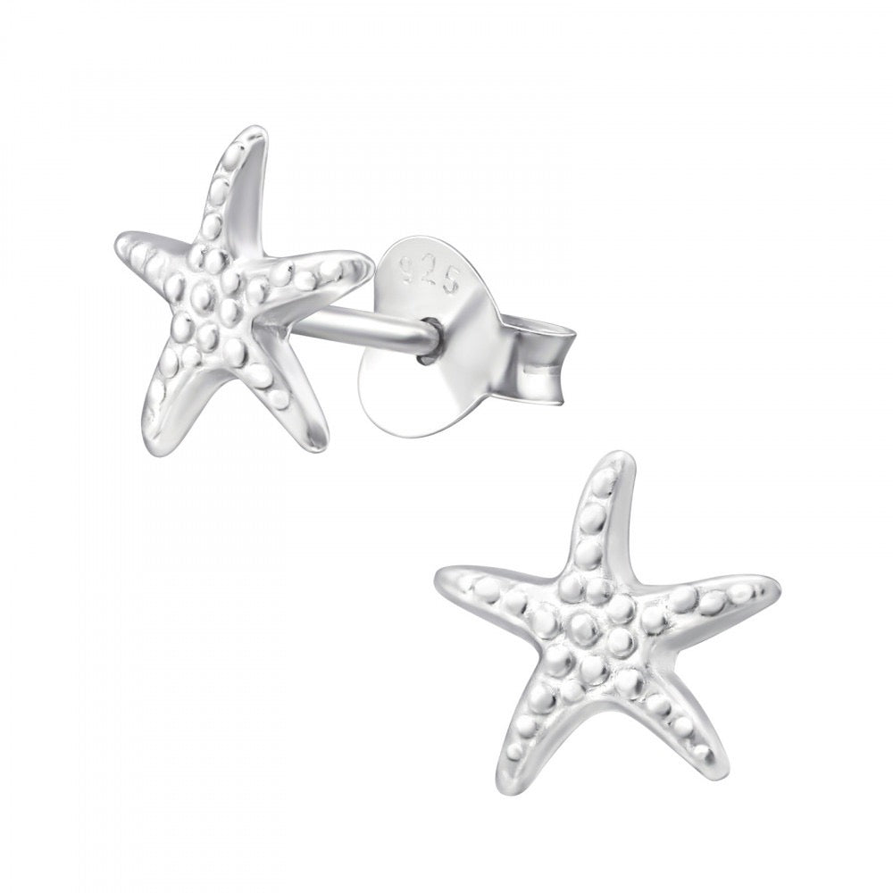 Orecchini a bottone in argento con stella marina