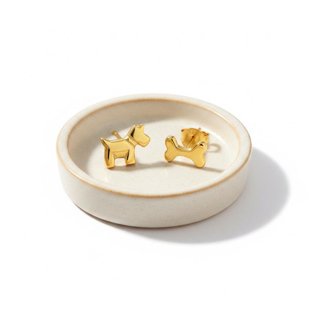 Orecchini a bottone in argento Panda