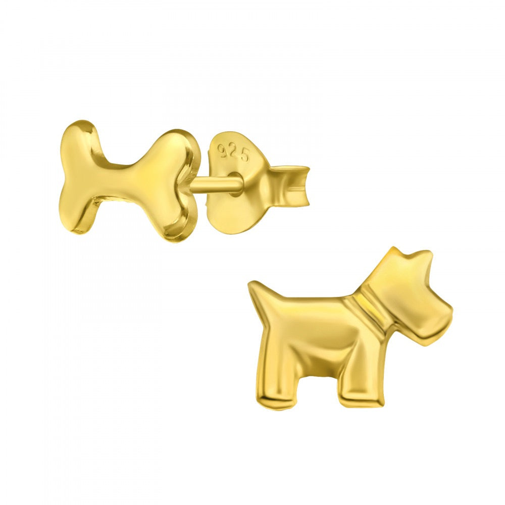 Orecchini a bottone in argento Panda