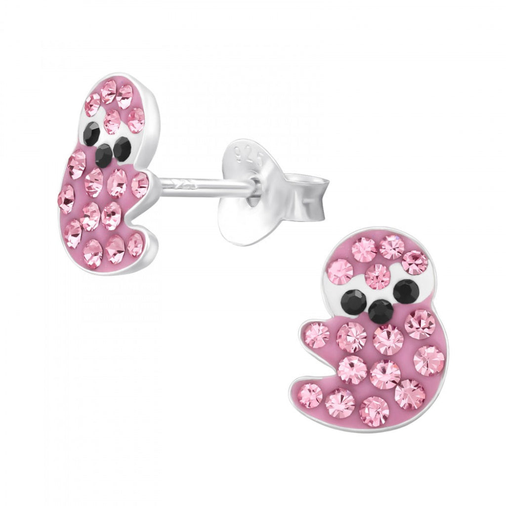 Orecchini a bottone in argento Panda