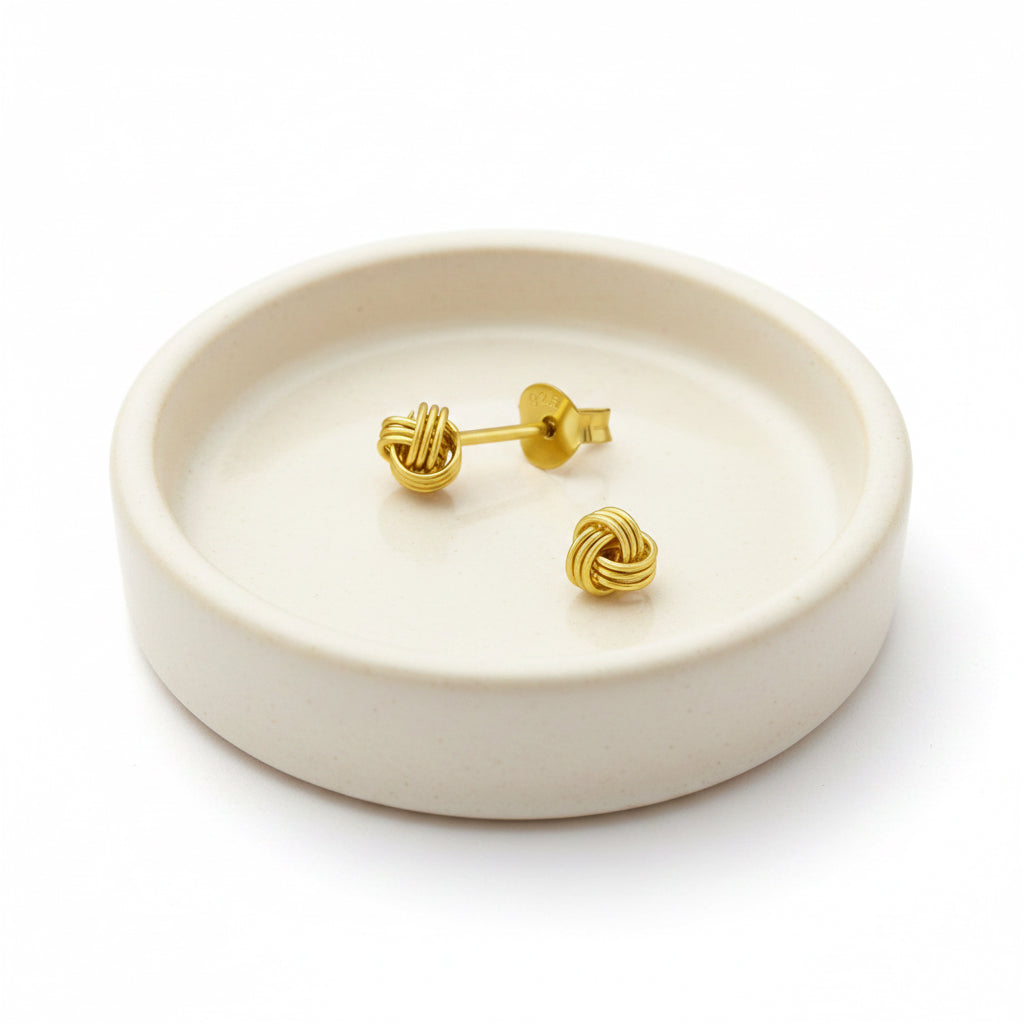 Gold Knot Studs - 24 K Gold Stud Earrings - Lightweight Friendship Gift - Hypoallergenic Sterling Silver Earrings for Sensitive Ears (Copy)
