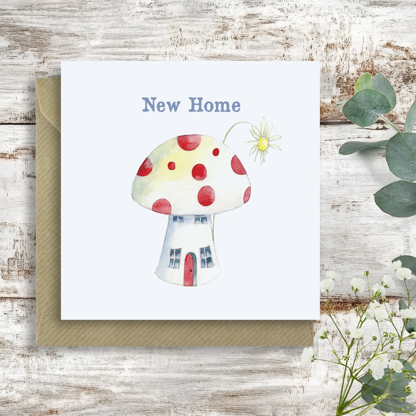 Toadstool New Home – Luxury Greeting Card with Kraft Envelope Included