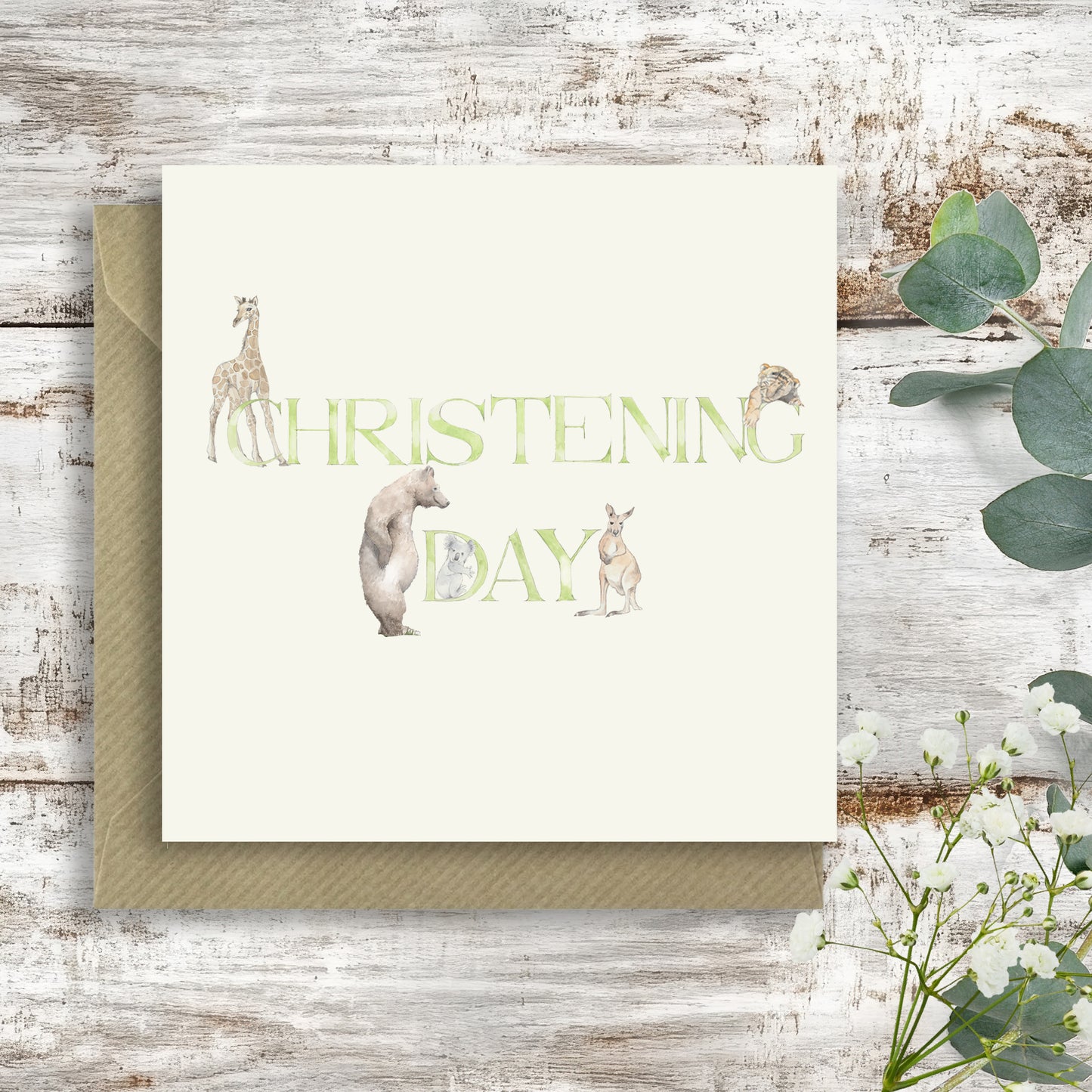 Christening Day– Luxury Greeting Card with Kraft Envelope Included