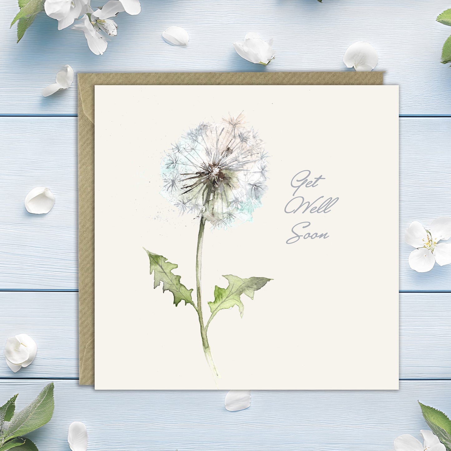 Dandelion Get Well Soon – Luxury Greeting Card with Kraft Envelope Included