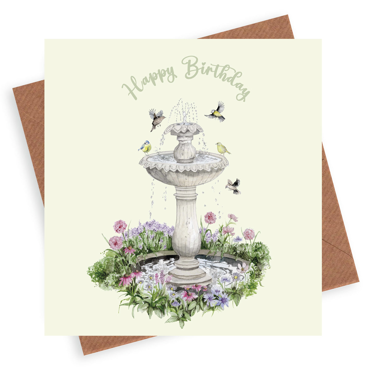 Bird Bath – Luxury Birthday Greeting Card with Kraft Envelope Included