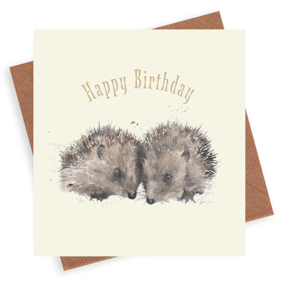 Hedgehogs – Luxury Birthday Greeting Card with Kraft Envelope Included