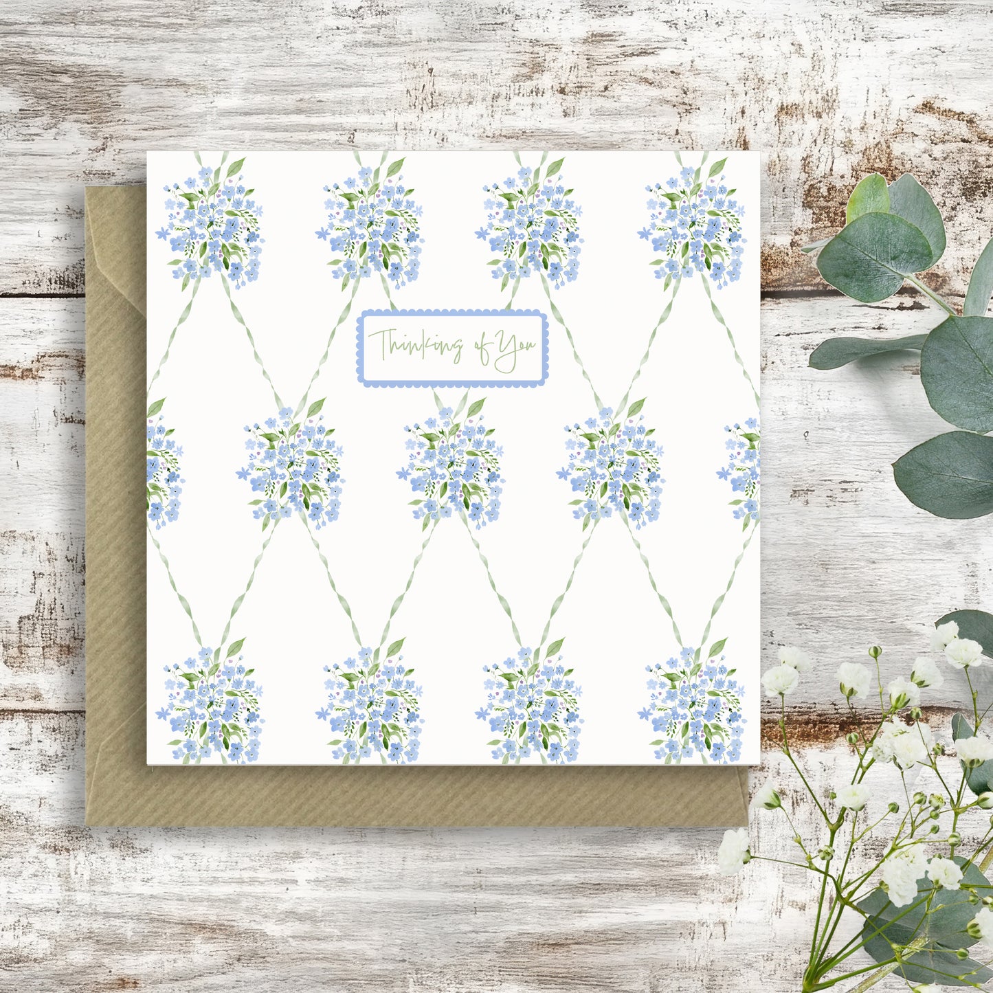 Thinking of You Card - Forget-Me-Not Floral Greeting Card