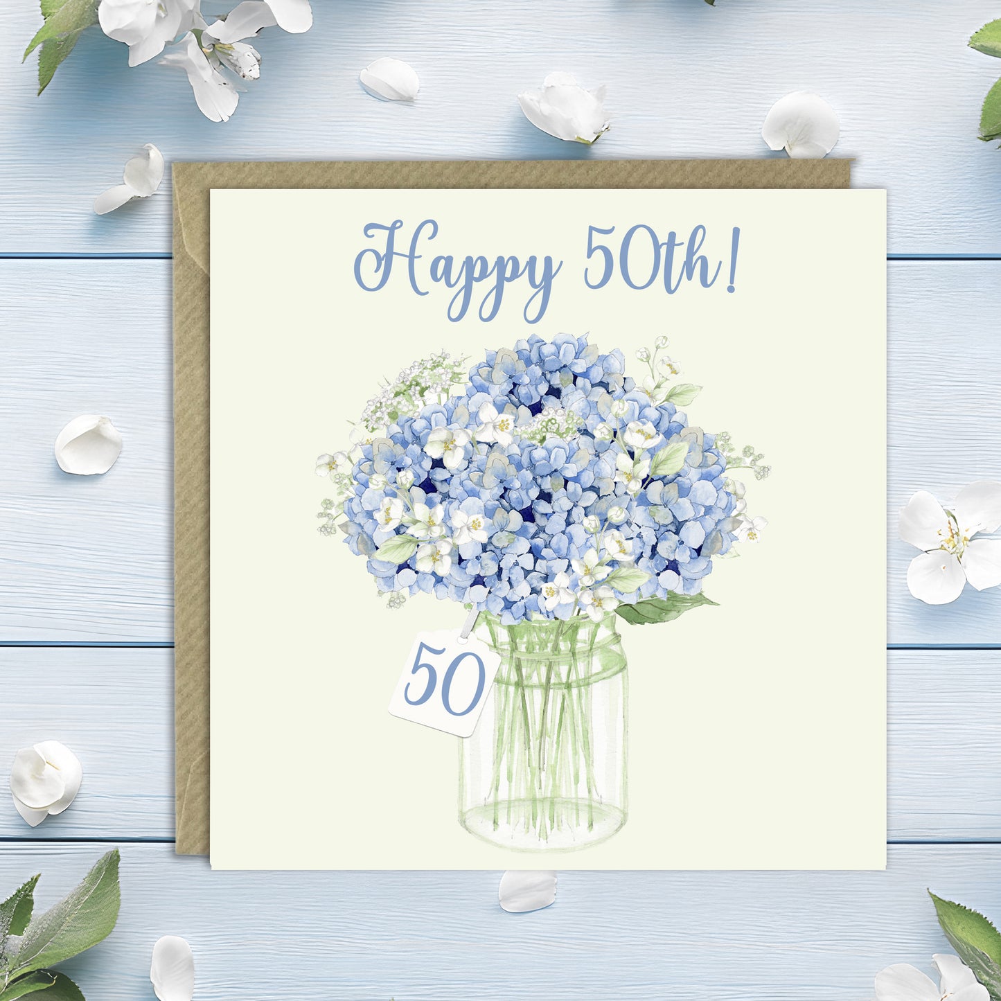 50th Birthday Card – Recycled 50th Floral Greeting Card